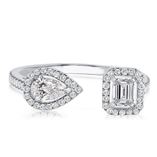 Emerald Open Wedding Band in Sterling Silver - Adjustable & Unique