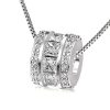 Sterling Silver Princess & Round Cut Pendant Necklace for Women