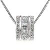 Sterling Silver Princess & Round Cut Pendant Necklace for Women