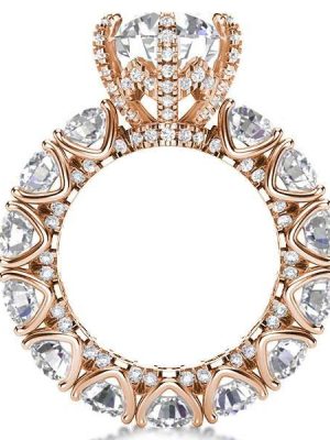Rose Gold Engagement Ring - 3.87 CT Center Stone, 18K Rose Gold Plated Sterling Silver