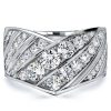 Round Cut Cubic Zirconia Half Eternity V-Shape Anniversary Ring - Sterling Silver
