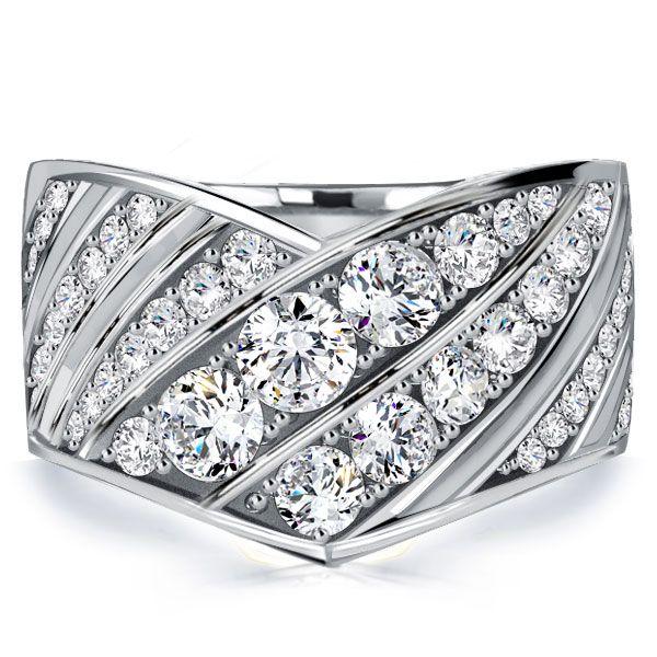 Round Cut Cubic Zirconia Half Eternity V-Shape Anniversary Ring - Sterling Silver
