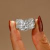 Round Cut Cubic Zirconia Half Eternity V-Shape Anniversary Ring - Sterling Silver
