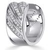 Round Cut Cubic Zirconia Half Eternity V-Shape Anniversary Ring - Sterling Silver