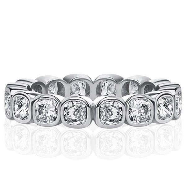 Cushion Cut Eternity Wedding Band - 925 Sterling Silver - 2.88 CTW