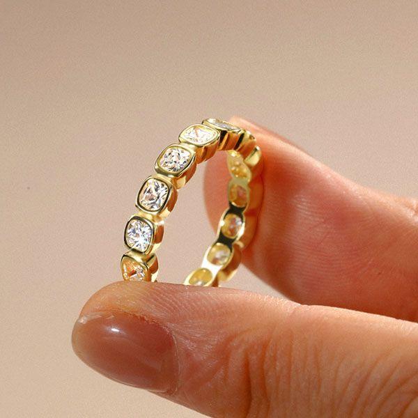 Cushion Cut Eternity Wedding Band - 925 Sterling Silver - 2.88 CTW