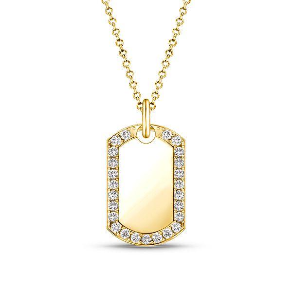 Personalized Initial Tag Necklace - 18K Gold Plated Sterling Silver Signet Pendant