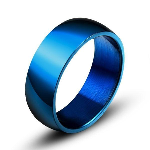 Men's Blue Titanium Wedding Band Ring - Durable & Stylish