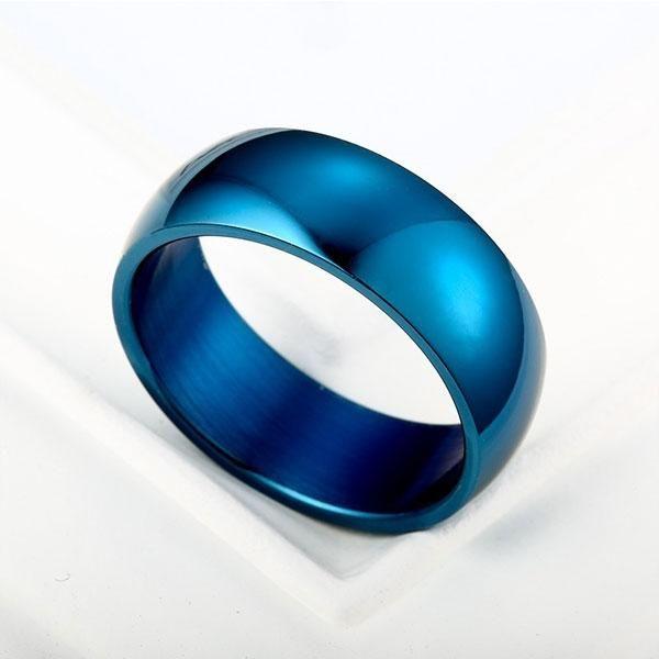 Men's Blue Titanium Wedding Band Ring - Durable & Stylish