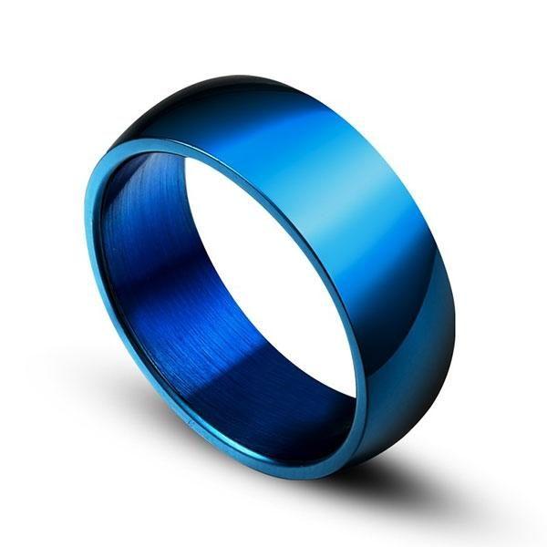 Men's Blue Titanium Wedding Band Ring - Durable & Stylish