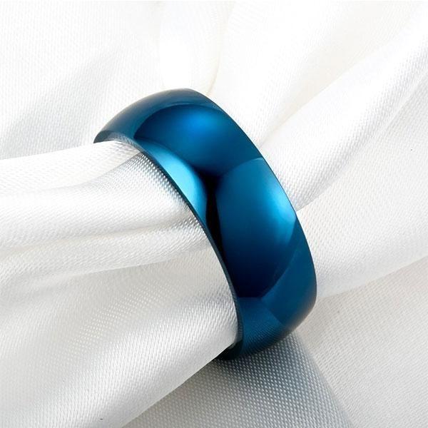 Men's Blue Titanium Wedding Band Ring - Durable & Stylish