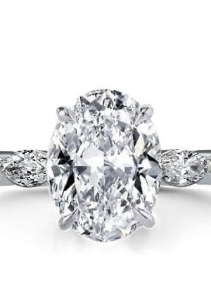 Oval Created White Sapphire Eternity Engagement Ring in Sterling Silver