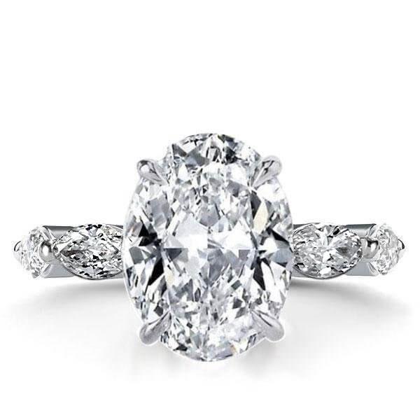 Oval Created White Sapphire Eternity Engagement Ring in Sterling Silver