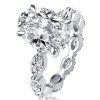Oval Created White Sapphire Eternity Engagement Ring in Sterling Silver