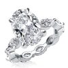 Oval Created White Sapphire Eternity Engagement Ring in Sterling Silver