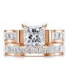 Rose Gold Bridal Ring Set - Created White Sapphire, 18K Rose Gold Plated Sterling Silver