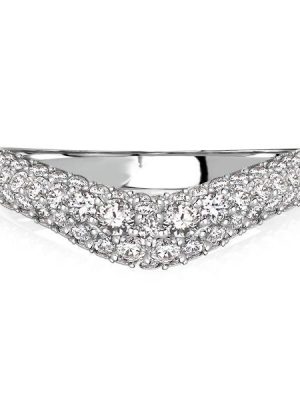 Pave Chevron Wedding Band Ring - 925 Sterling Silver, 0.75 CT. TW.
