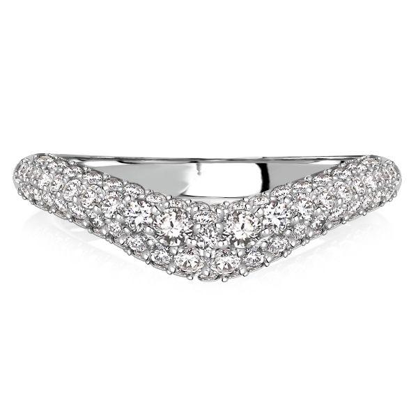 Pave Chevron Wedding Band Ring - 925 Sterling Silver, 0.75 CT. TW.
