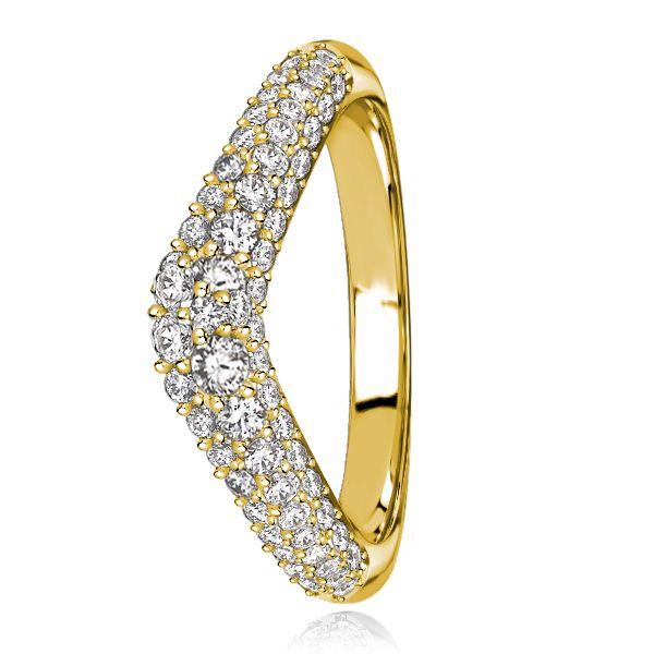 Pave Chevron Wedding Band Ring - 925 Sterling Silver, 0.75 CT. TW.