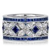 Sterling Silver Blue Sapphire Eternity Band with Marquise & Princess Cut Stones