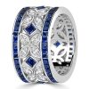 Sterling Silver Blue Sapphire Eternity Band with Marquise & Princess Cut Stones