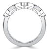 Vintage Style Princess Cut Blue Sapphire Band Ring in Rhodium-Plated Sterling Silver