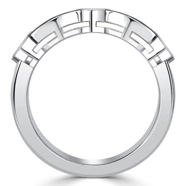 Vintage Style Princess Cut Blue Sapphire Band Ring in Rhodium-Plated Sterling Silver