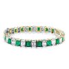Emerald Green & White CZ Two-Tone Sterling Silver Tennis Bracelet