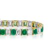 Emerald Green & White CZ Two-Tone Sterling Silver Tennis Bracelet