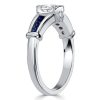 Blue Sapphire Bezel Ring - Sterling Silver White Sapphire Engagement Ring