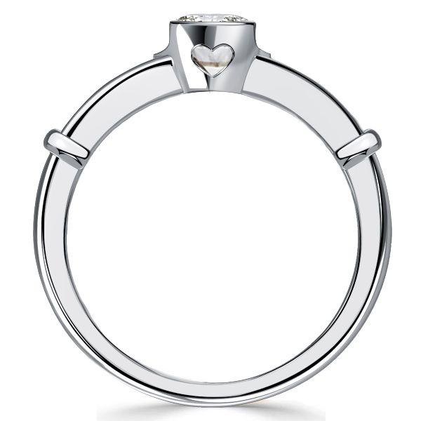 Blue Sapphire Bezel Ring - Sterling Silver White Sapphire Engagement Ring