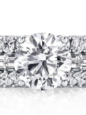 3-Piece White Sapphire Eternity Wedding Ring Set in Rhodium-Plated 925 Sterling Silver