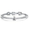 Multi Cut Created White Sapphire Tennis Bracelet in Rhodium-Plated 925 Sterling Silver