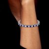 White & Blue Cushion Cut Cubic Zirconia Eternity Bracelet in Sterling Silver