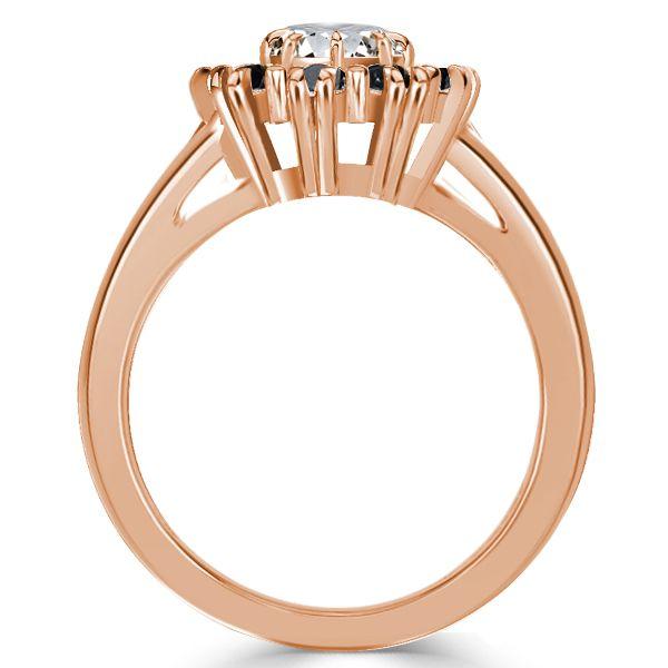 Rose Gold Round Cut White & Black Sapphire Engagement Ring - 0.80 CT