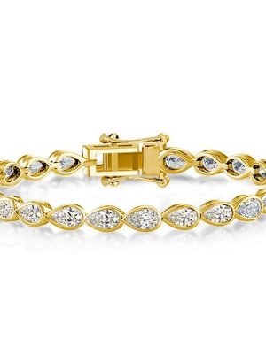 18K Gold Plated Pear Cut White Sapphire Tennis Bracelet - 6 CT. TW