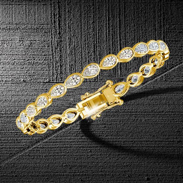 18K Gold Plated Pear Cut White Sapphire Tennis Bracelet - 6 CT. TW