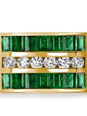 Emerald Half Eternity Band Ring - 18K Gold Plated Sterling Silver