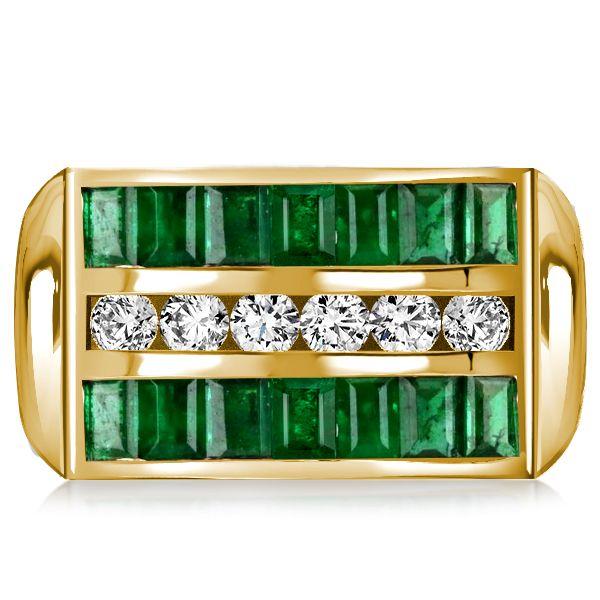 Emerald Half Eternity Band Ring - 18K Gold Plated Sterling Silver