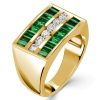 Emerald Half Eternity Band Ring - 18K Gold Plated Sterling Silver