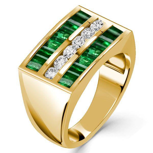 Emerald Half Eternity Band Ring - 18K Gold Plated Sterling Silver