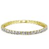 18K Gold Plated Sterling Silver White Sapphire Tennis Bracelet (6-9 inches)