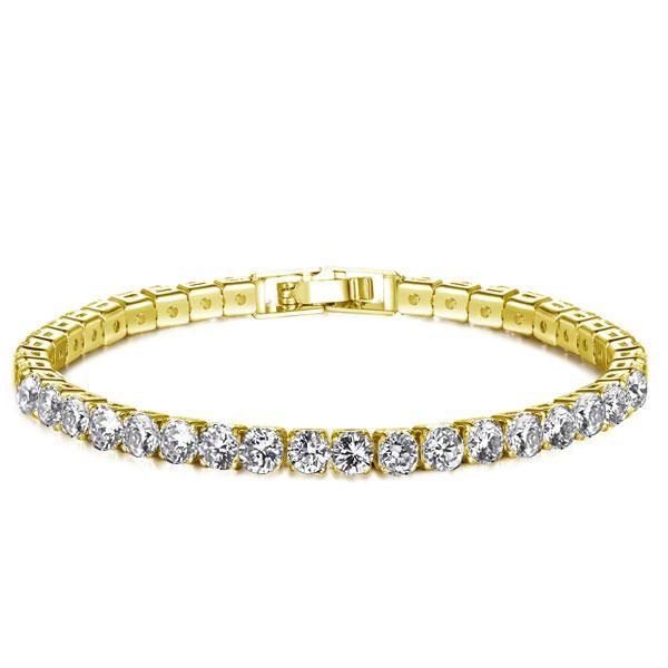 18K Gold Plated Sterling Silver White Sapphire Tennis Bracelet (6-9 inches)