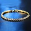 18K Gold Plated Sterling Silver White Sapphire Tennis Bracelet (6-9 inches)