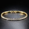 18K Gold Plated Sterling Silver White Sapphire Tennis Bracelet (6-9 inches)