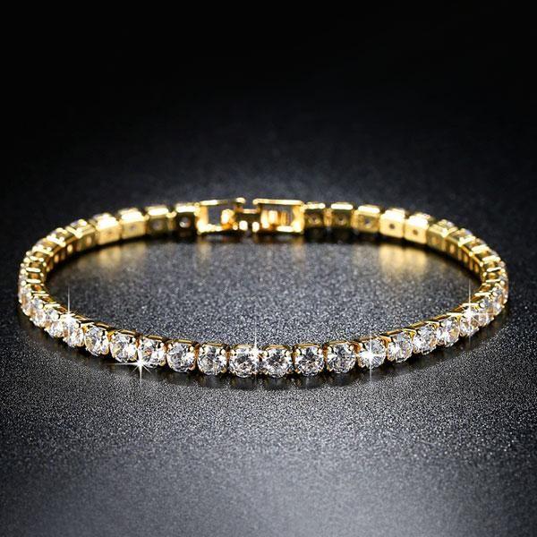 18K Gold Plated Sterling Silver White Sapphire Tennis Bracelet (6-9 inches)
