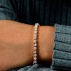18K Gold Plated Sterling Silver White Sapphire Tennis Bracelet (6-9 inches)