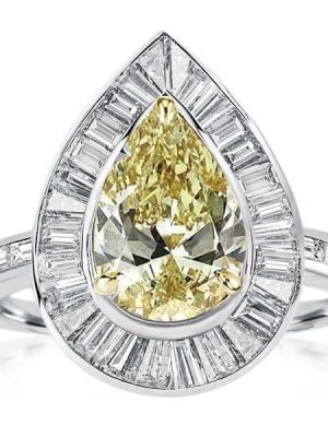 Two-Tone Pear Cut Halo Engagement Ring - Sterling Silver 925 - 3.00 CT