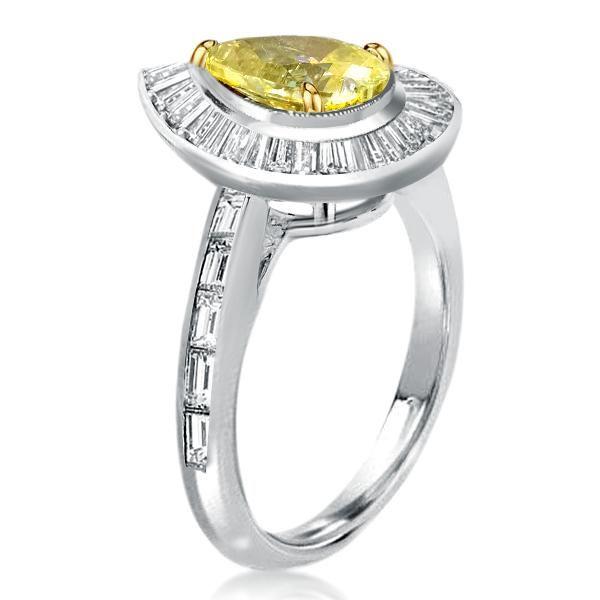 Two-Tone Pear Cut Halo Engagement Ring - Sterling Silver 925 - 3.00 CT