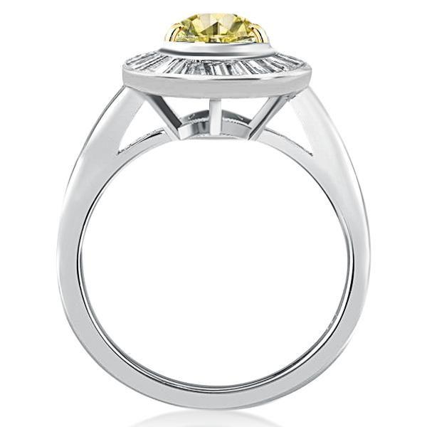 Two-Tone Pear Cut Halo Engagement Ring - Sterling Silver 925 - 3.00 CT